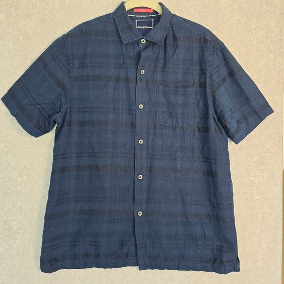 Tommy Bahama Mens Size M Linen Blend Striped Camp Shirt Coastal Fisherman Beach - Picture 2 of 8